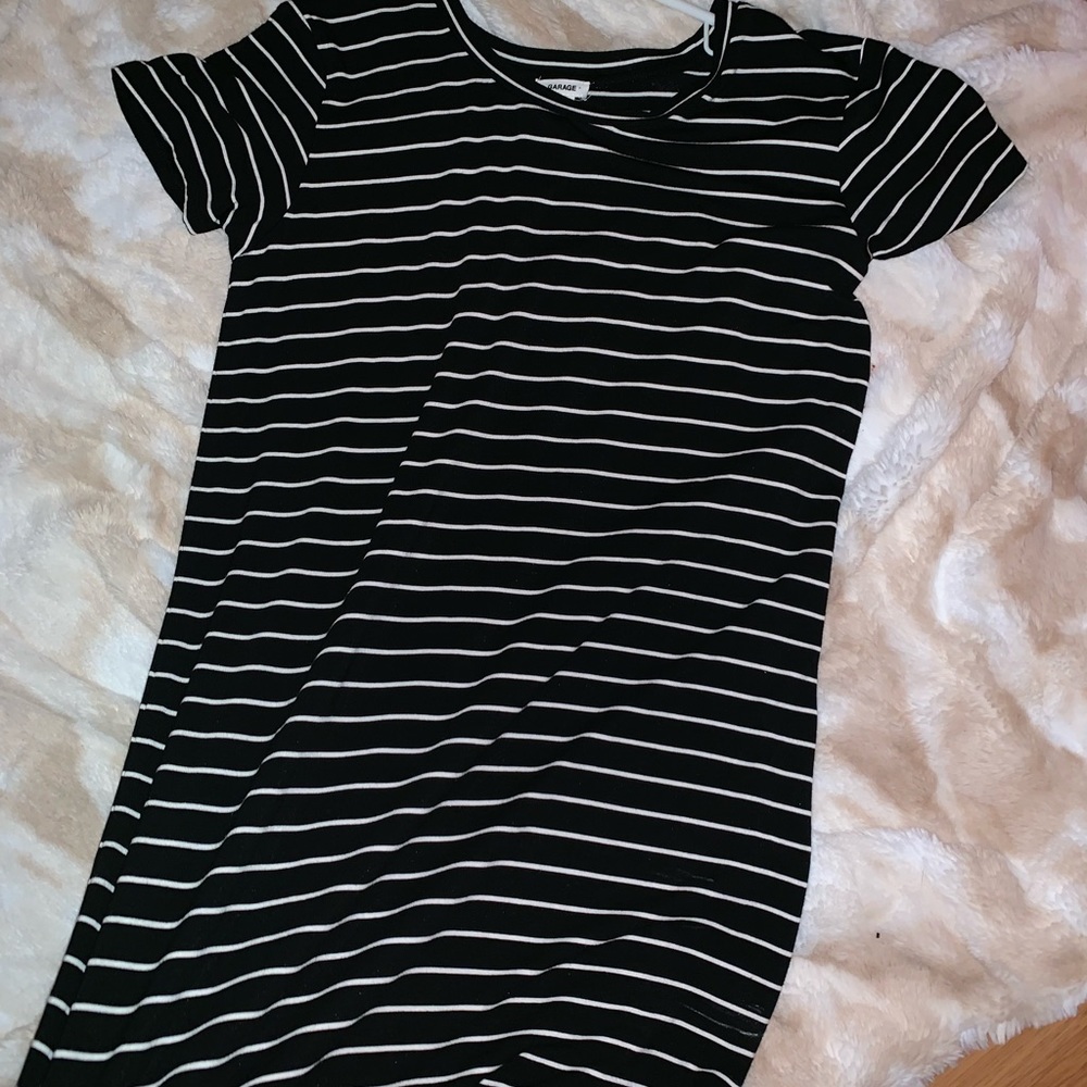 Garage black and white striped soft dress